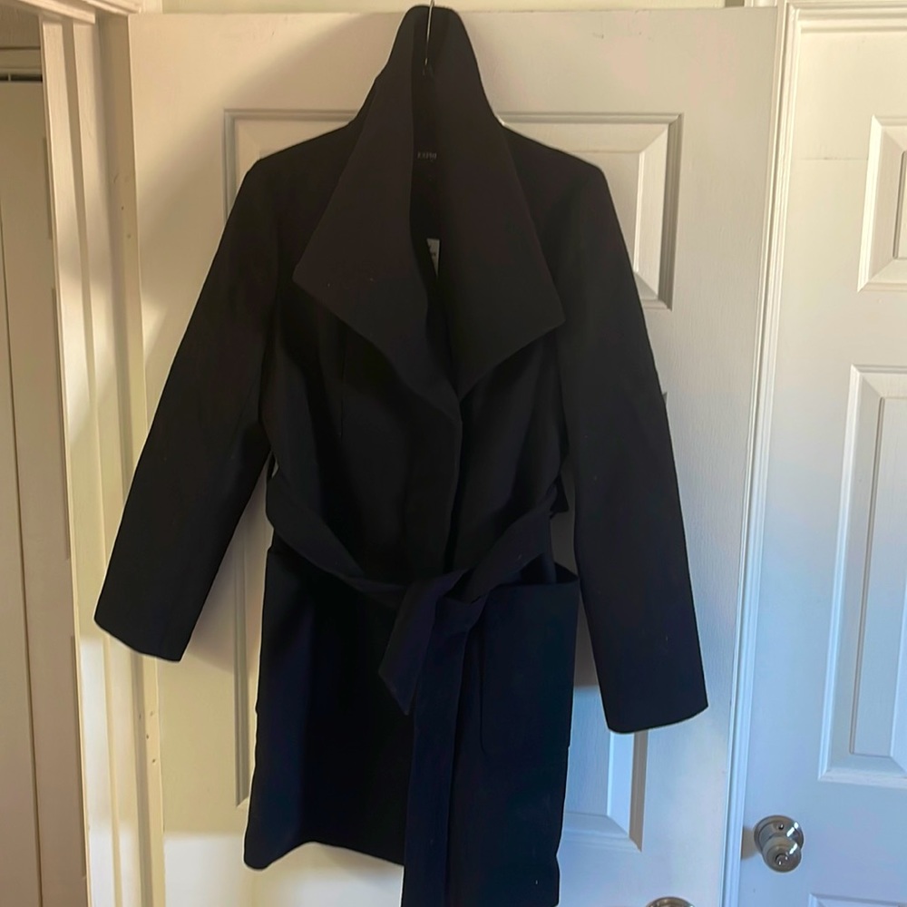 NEW Black Pea Coat w/Belt.